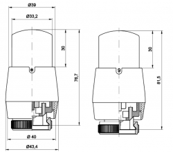 Termostatická hlavice GH M28x1,5 - tmavý matný křemen