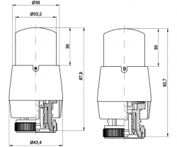 Termostatická hlavice GS pro ventily Danfoss RTD - antracit lesklý grafit